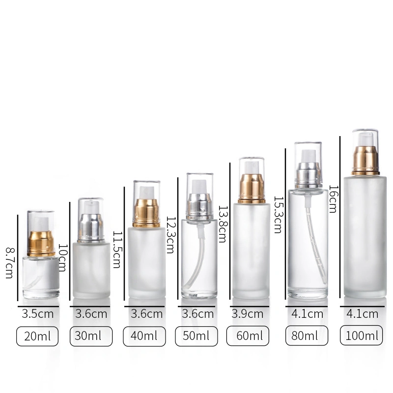 Cylindrical Emulsion Bottle Anodized Cap Cosmetics Empty Bottle Frosted Lotion Glass Bottle Sunscreen Spray Toner Pressure Separate Bottles Cosmetics Glass