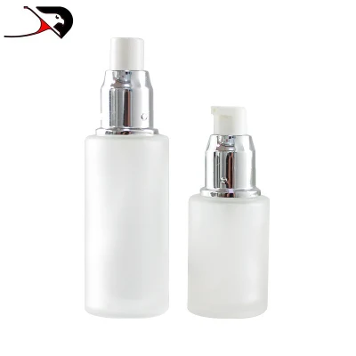 Cylindrical Emulsion Bottle Anodized Cap Cosmetics Empty Bottle Frosted Lotion Glass Bottle Sunscreen Spray Toner Pressure Separate Bottles Cosmetics Glass